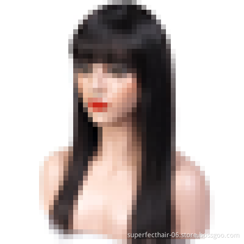 Wholesale  Cheap Raw Indian Hair Straight Full Machine Made Wig With Bangs Natural Color No Lace Human Hair Wigs For Women